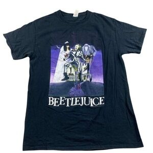 Fruit of the Loom T-Shirt‎ Men M Black Beetlejuice Graphic HD Cotton Scary Movie